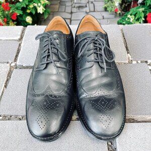 Flag Ltd Black Leather Wingtip Oxford‎ Shoes Mens 10 Dress Comfort Brogue Trendy